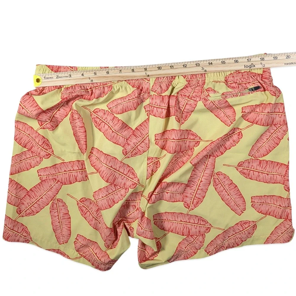 Bearbottom Stretch Swim Shorts Tropical Banana Leaf Print 5.5
